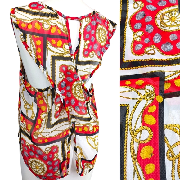 Papaya Colorfull Maritime Geometric Print Tank Top Racerback Sleeveless Size M - Picture 5 of 16